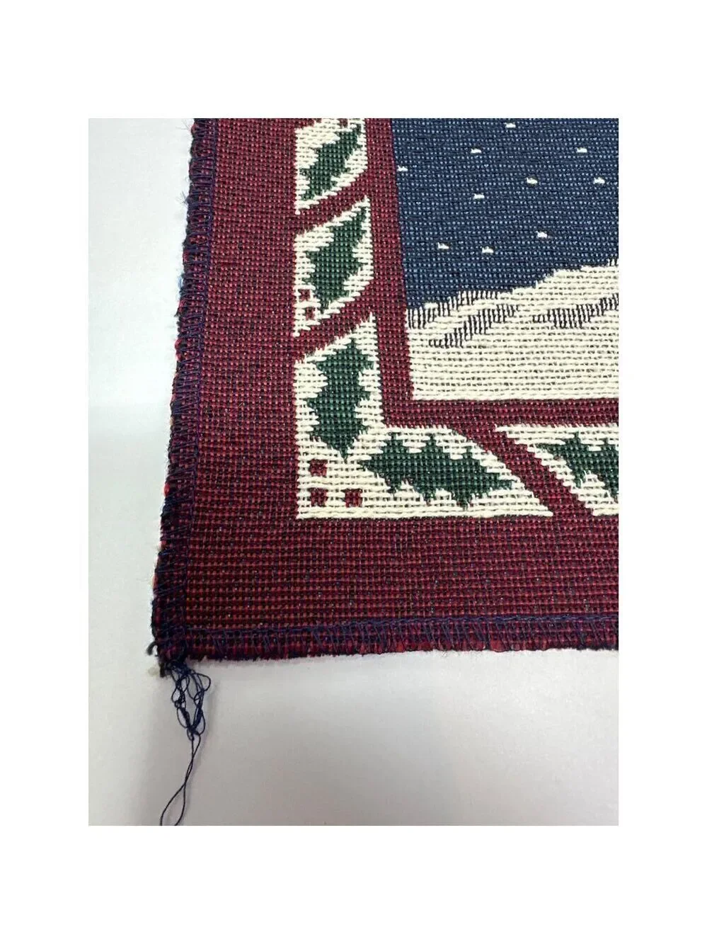 Vintage Snowman Tapestry Pillow Panel 18in Holiday Christmas Decor Winter Blue